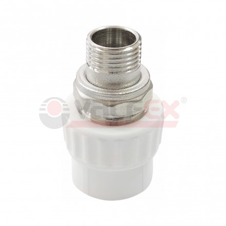 Valfex Муфта с американкой для радиатора PP-R белая ф25x1/2&quot;(НР)