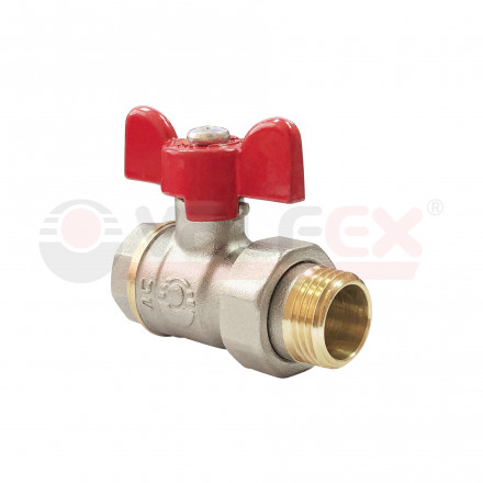Valfex Кран шаровой никелированный с американкой для воды Optima 3/4&quot;(ВР/НР) ручка-бабочка