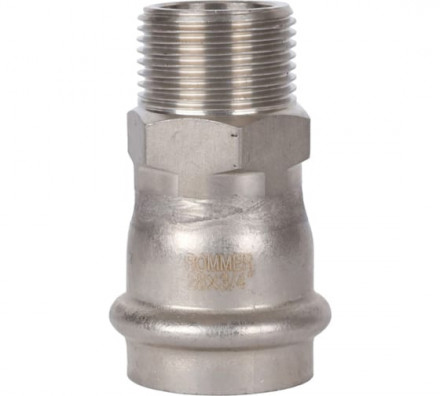Rommer Переходник из нержавеющей стали прессовой 28х3/4&quot; (HP)