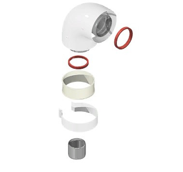 Rommer Начальный участок 90 гр. 60/100 хомут в комплекте + втулка D60 L-50