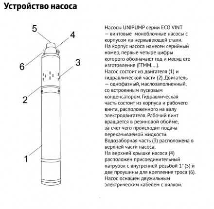 Unipump Насос скважинный 3&quot; Eco Vint 2 (550 Вт)