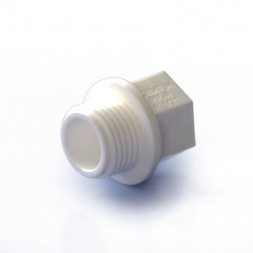 Политэк Заглушка с резьбой PP-R белая ф25х3/4&quot;(НР)
