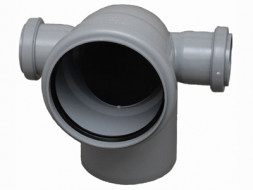 Политэк Отвод канализационный с двумя выходами серый ф110х50х50х90° (РТП)