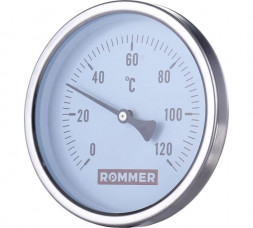 Rommer Термометр биметаллический с погружной гильзой. Корпус Dn 63 мм, гильза 50 мм 1/2 , 0...120°С