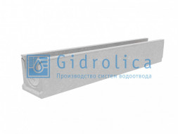Gidrolica Лоток водоотводный бетонный коробчатый (СО-100мм), с оцинкованной насадкой КU 100.16,3 (10).16,5(12,5) - BGU-Z, № 0