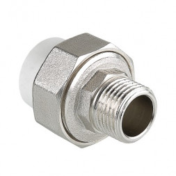 Valtec Соединитель прямой разъемный PP-R белый ф25х3/4&quot;(НР)