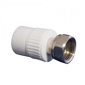 Kalde Муфта комбинированная с накидной гайкой PP-R белая ф20х1/2&quot;(НР)
