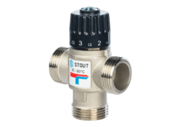 Stout Клапан термостатический смесительный для систем отопления и ГВС 3/4&quot; BP 20°- 43° KV 1,6