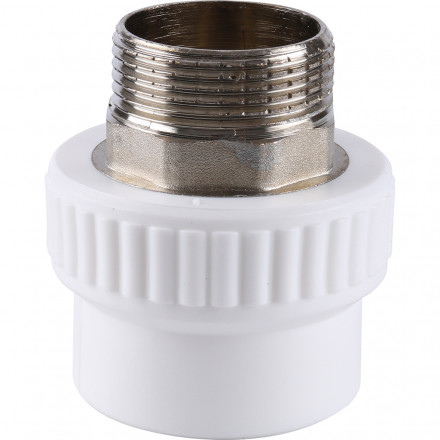 Kalde Муфта комбинированная под шестигранник PP-R белая ф50х1&quot;1/2 (НР)