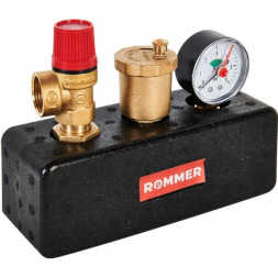 Rommer Группа безопасности котла 3 бар, 1 (до 50 кВт) (в теплоизоляции)