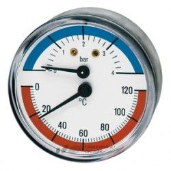 Купить Stout Термоманометр аксиальный с автоматическим запорным клапаном ф80-6-1/2" в Москве / Манометры и термометры
