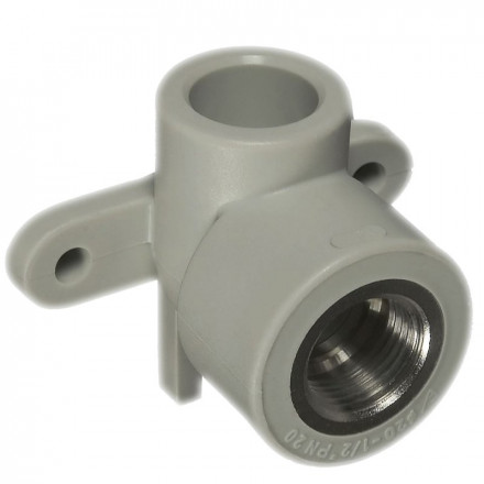 Политэк Уголок с креплением PP-R серый ф25х1/2&quot;(ВР)