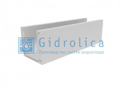 Gidrolica Лоток водоотводный бетонный коробчатый (СО-300мм) с оцинкованной насадкой - BGU-Z, № 20-0