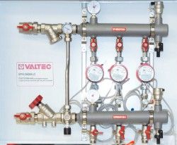 Купить Valtec Коллектор с межосевым расстоянием 100мм 1"х1/2" - 4 выхода (Ду40) в Москве / Коллекторы для воды