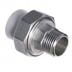 Политэк Муфта разъемная PP-R серая ф20х3/4&quot;(НР)