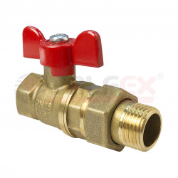 Купить Valfex Кран шаровой латунный с американкой для воды 1/2"(ВР/НР) ручка-бабочка в Москве / Краны шаровые
