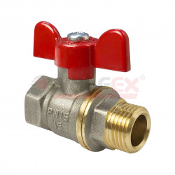 Купить Valfex Кран шаровой никелированный для воды 3/4"(ВР/НР) ручка-бабочка в Москве / Краны шаровые