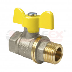Valfex Кран шаровой никелированный для газа 3/4&quot;(ВР/НР) ручка-бабочка