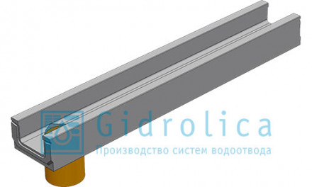 Gidrolica Лоток водоотводный бетонный коробчатый (СО-100мм), с водосливом КПв 100.16 (10).10(6,5) - BGF