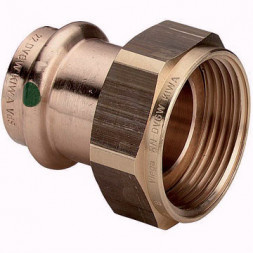 Viega Муфта медная пресс с накидной гайкой ф22-3/4&quot;(ВР),(плоская прокл.) [2263]