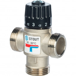 Stout Клапан термостатический смесительный для систем отопления и ГВС. 1” НР 20-43°С KV 2,5 м3/ч