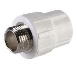 Политэк Муфта комбинированная PP-R белая ф25x1/2&quot;(НР)