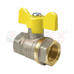 Valfex Кран шаровой никелированный для газа 1&quot;(ВР/ВР) ручка-бабочка